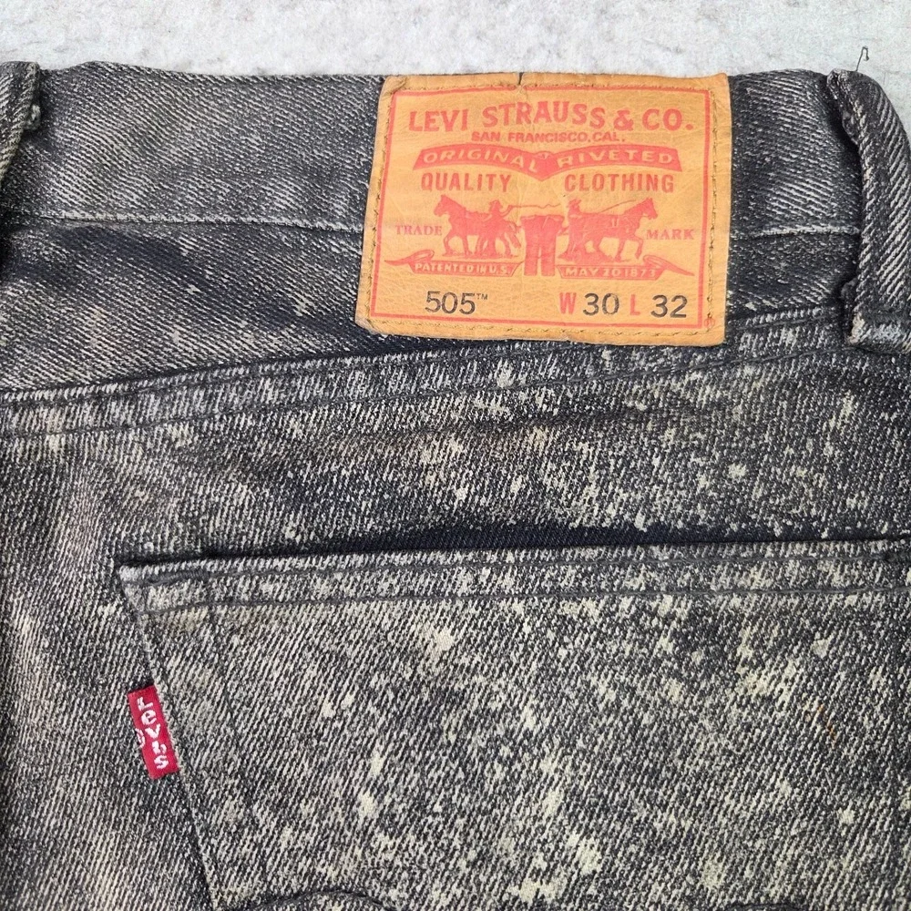 Levis 505 Cut Off Shorts Mens 30 Gray Acid Wash Distressed Raw Hem Y2K‎ Grunge